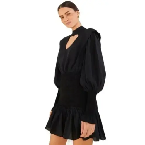 Farm Rio Black Heart Neckline Smocked Detail Mini Dress Size S NWT
