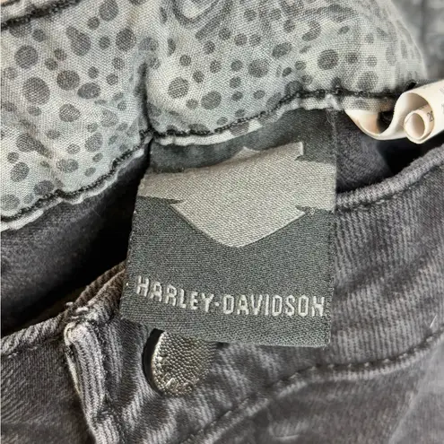 Harley Davidson Woman’s Black Denim Grunge Goth Basic Casual Skinny Jeans Sz 27