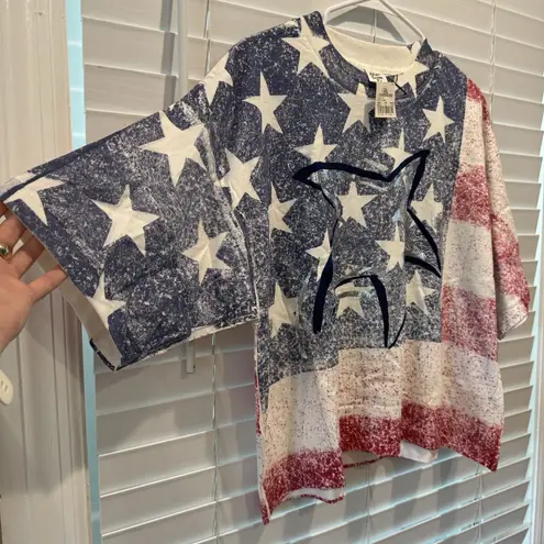 NEW Vintage USA Patriotic Stars T Shirt Single Stitch Red White & Blue USA Made