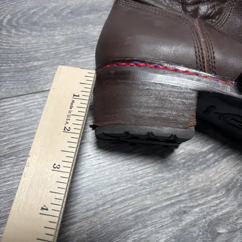 Pollini Brown Leather Motorcycle Boots Square Toe Buckle Side Zip EU38 US 7.5