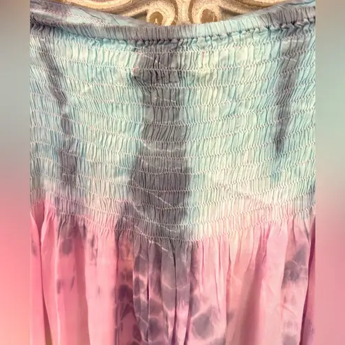 Pastel rainbow Hawaiian maxi Dress in teal & pink tie dye braided top NWT S/M Blue Size undefined