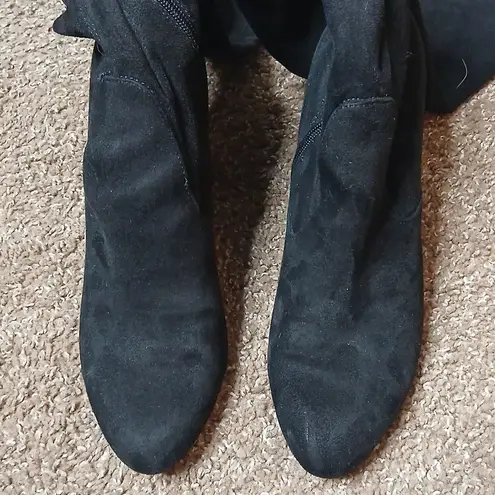 Unisa black knee high chunky heeled boots size 9.5