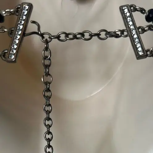 Y2K Vintage Antique Buckle/Beaded Choker Black