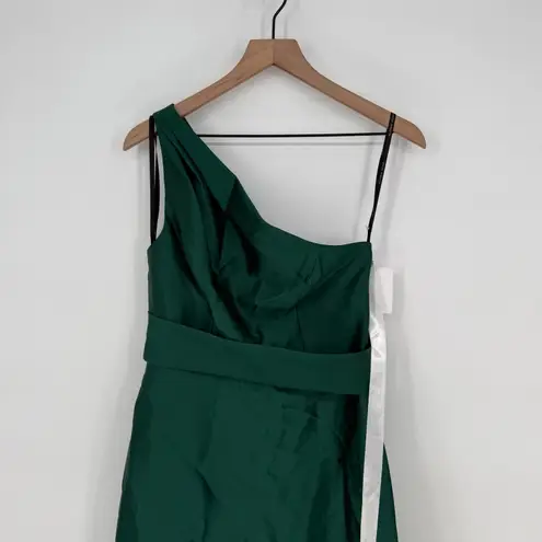 Alfred Sung Draped One-Shoulder Satin Maxi Dress With Pockets Size 6