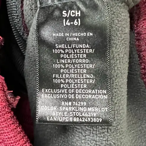 Swiss Tech Jacket Women S Maroon Red Full Zip Knit Pocket Quilted Lined Outdoors