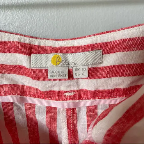 Boden 100% Linen striped Pink and White Women's Shorts Size 6
