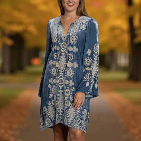 Johnny Was Liona heavily embroidered velvet dress NWT