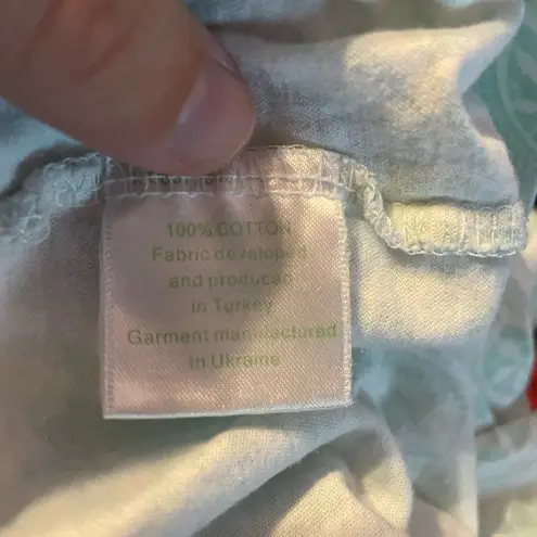 Garnet Hill Green Cotton Asian Wrap Green Floral pajama set large