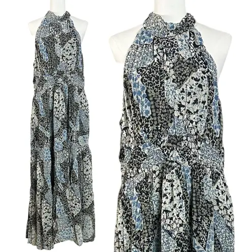 Anthropologie  The Somerset Chiffon Maxi Dress in Black Floral Size XL NWT