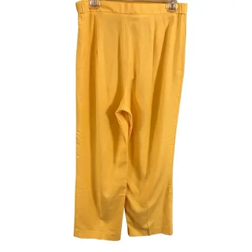 Isassi 2 piece pants suit, yellow, linen blend, USA, Vintage, size 10, large Yellow