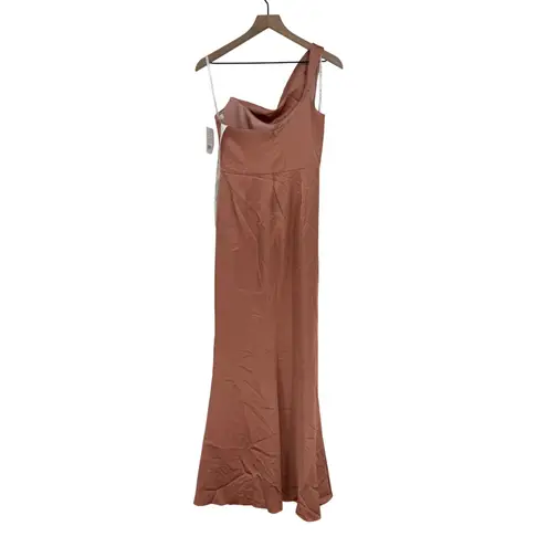 After Six One-Shoulder Cat-ye Neckline Fit And Flare Satin Maxi Dress Size 4