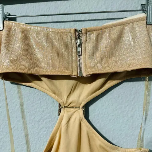 Hot & Delicious Women Diamond Sparkly Sexy Cutout Mini Dress Size S