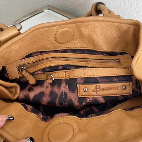 B Makowsky B. MAKOWSKY Camel Brown Supple Pebbled Leather Slouchy Hobo Shoulder Bag Purse