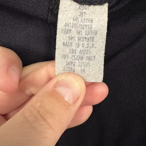 Vintage Dark Blue Navy Rayon & Polyester Dress Slacks Pants Women's Plus Size 14