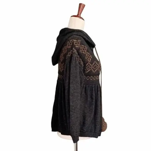 Diesel Vintage Y2K Tassel Pom Wool Hooded Babydoll Sweater Dark Gray Size Small