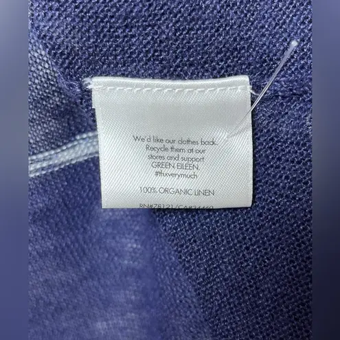 Eileen Fisher  Women 100% Organic Linen Blue/Wht Short Sleeve Striped Top Sz XL