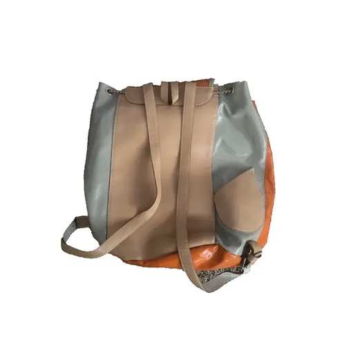 Harper Ave Orange Cream Patent Vinyl Leather Trim Backpack Bag Travel Diaper Bag