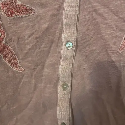Soft Surroundings L'Enchanté Embroidered Button Top Womens Medium