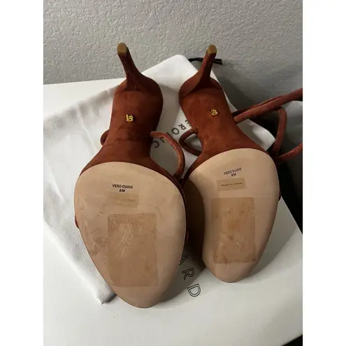 Veronica Beard NIB Marceline Suede Heels 8 Redwood Strappy Ankle Strap Sandals