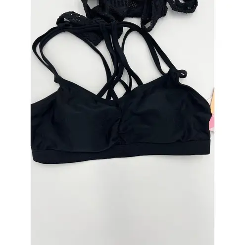 Gossip 2 in 1 Strappy Bikini Top and Cover Shirt Black Size S NWT