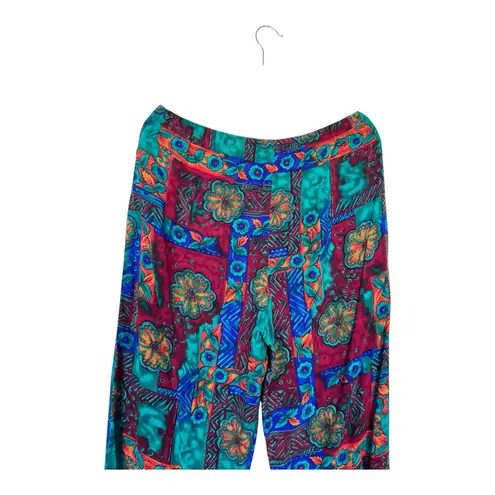 Vintage 80s Abstract Print Geometric Women's Slouchy Pants Size L Red Size L