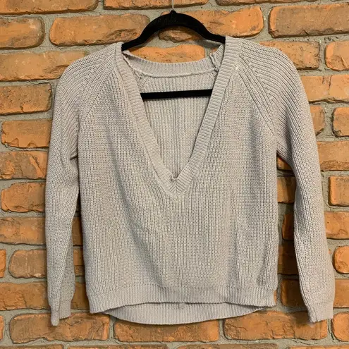 Lulus  Women's‎ Just For You Light Grey Backless Cable Knit Long Sleeve Sweater S