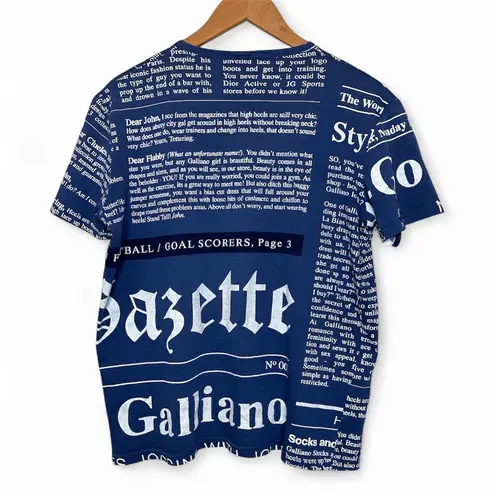 John Galliano Authentic Vintage 2000's Gazette Newspaper Tshirt Rare, size Small Blue