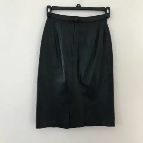 Vintage 90s Leather Straight High Waist Skirt 25” Black