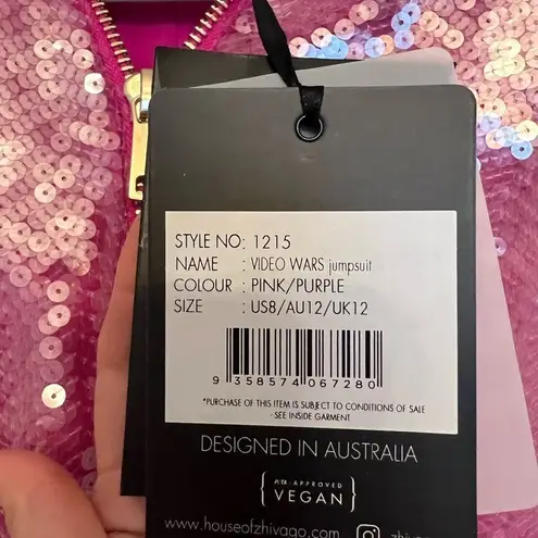 Zhivago Heated Activated The Video Wars Jumpsuit in Pink & Purple Size 8