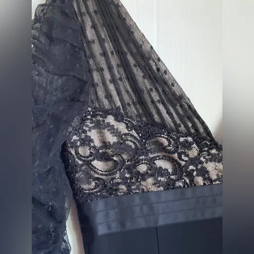 Carmen Marc Valvo Black Illusion Lace Cocktail Dress Mad Men Goth Old Money Sz 8