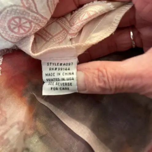 Lapis strapless dress swimsuit cover up in summery orange & cream. One size. Size M