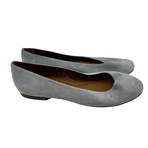 Margaux Womens Modern Classic Round Toe Ballet Flats Light Gray Suede Size 43