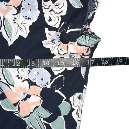 Pact Fit And Flare Crossover Navy Floral Short Sleeve V