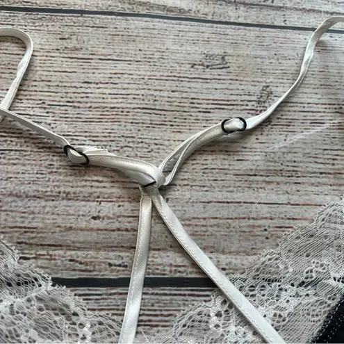 Linea Donatella Satin Lace Babydoll Top Black Camisole Womens XL Pearls Fairy