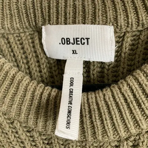 Object Cool Creative Conscious Green Knit Crew Neck Long Sleeve Pullover Sweater Size XL