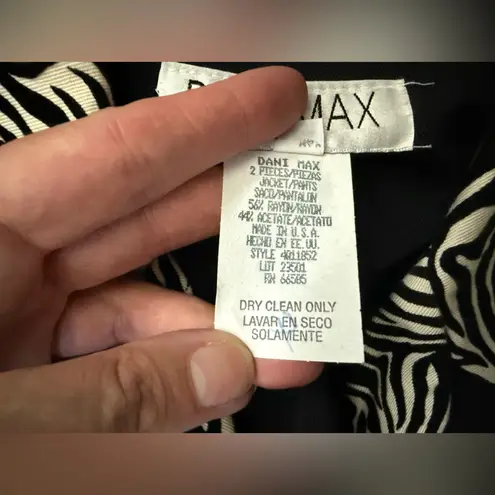 Vintage 90s Dani Max velvet zebra print button down black tunic blazer, size 12