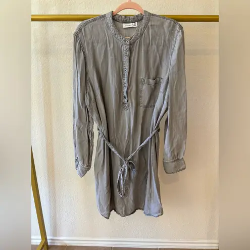 Women’s chambray grey tunic shirt, dress with belt XL Gray