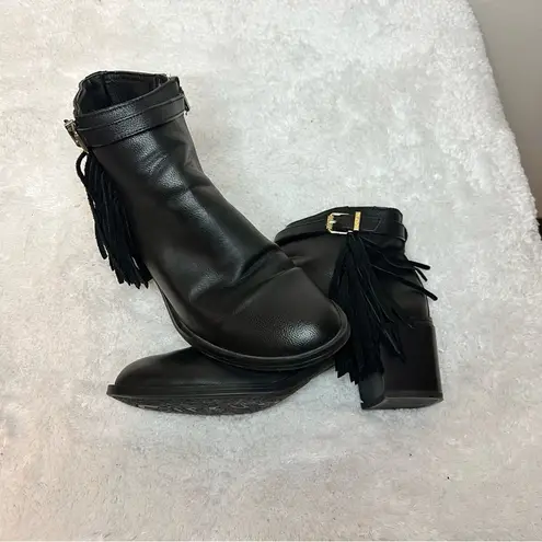 Circus by Sam Edelman Jolie Boot Size 9.5 Fringe Black Block Heel Western Women