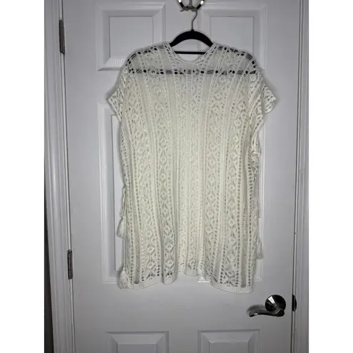 UNBRANDED Cream Crochet Open Knit Beach Cover