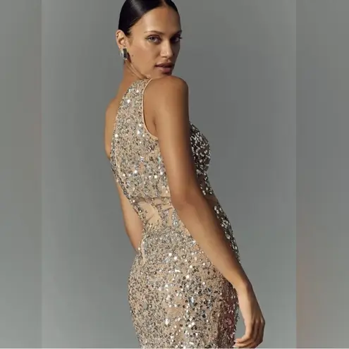 Mac Duggal 93552 Women ONE SHOULDER SHEER HAND BEADED MINI DRESS