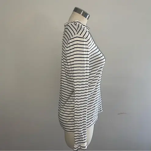 Kaileigh Stitch Fix Striped Ruffle Neck Top Size M