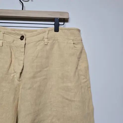 Poetry Women's Linen Tapered Pants Sz 16 US 12 Beige Natural Relaxed Fit Barrel