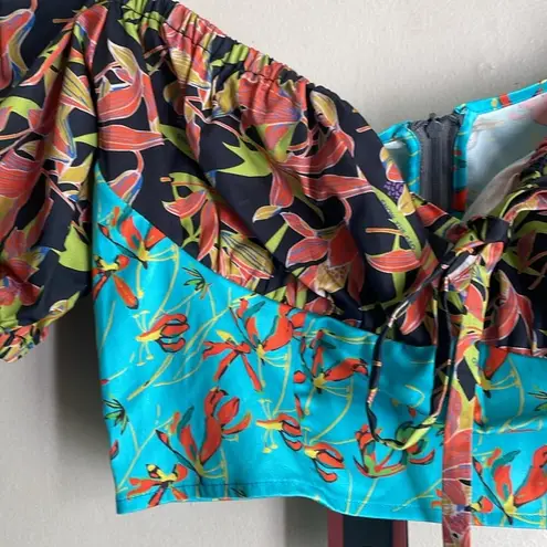 SNOW XUE GAO New York Floral Printed Milk Maid Top Blue Size 6