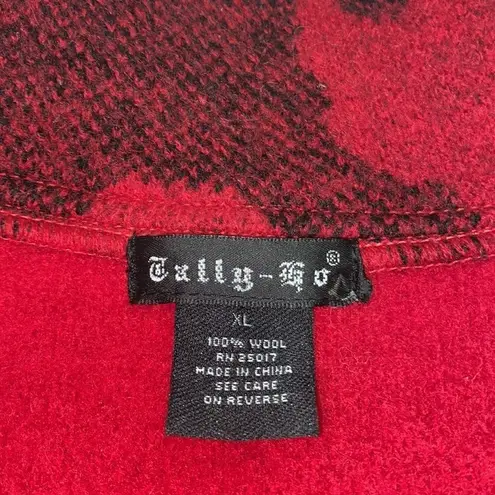 Tally Ho Wool Horse Zip Up Vest Size X Large Red
