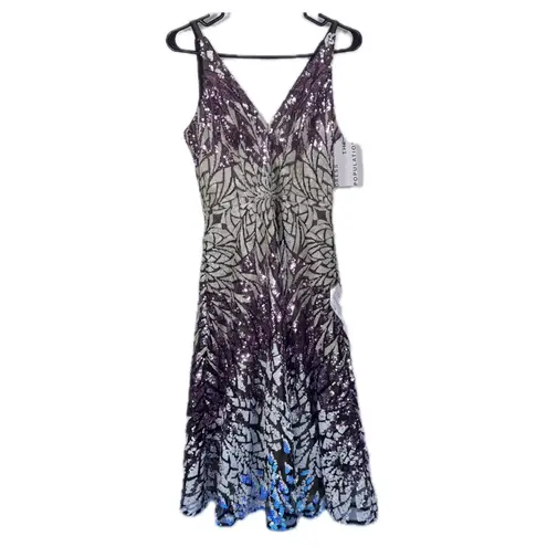 Dress the Population NWT Women’s Elisa Sequin Fit & Flare Midi Dress Small