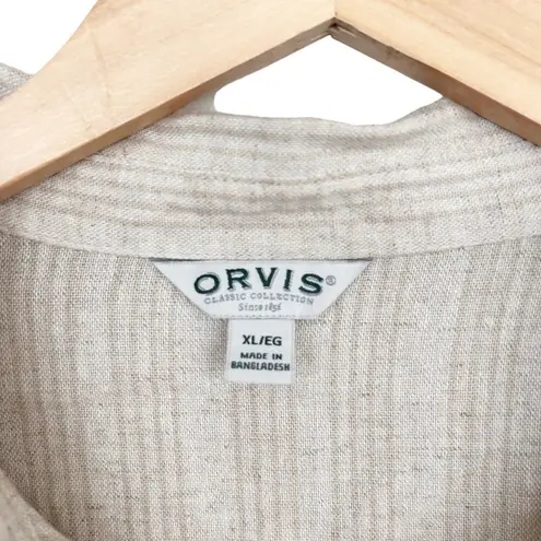 Orvis  Cream Linen Rayon Long Sleeve Button Down Sz XL