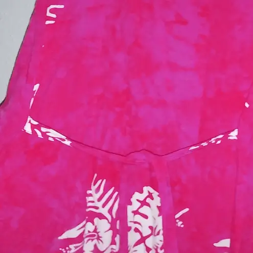 Island Stuff M Sleeveless Aloha Tie Dye Hawaiian Sun Dress in Bright Pink Size M