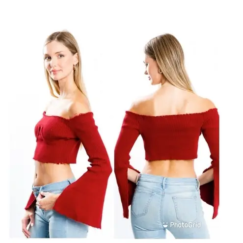 Better Be Red Bell sleeves crop top NEW