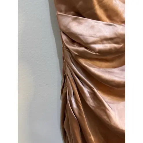 Elliatt copper Retreat one shoulder satin gown Size Large Cocktail Bodycon