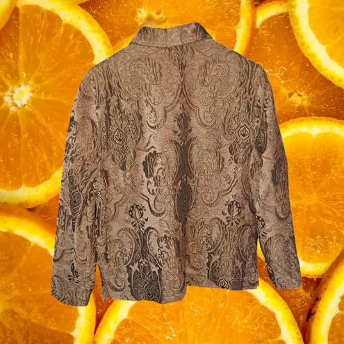 Marsh Landing Tan Tapestry Style Heavyweight Button Down Blouse Size Large